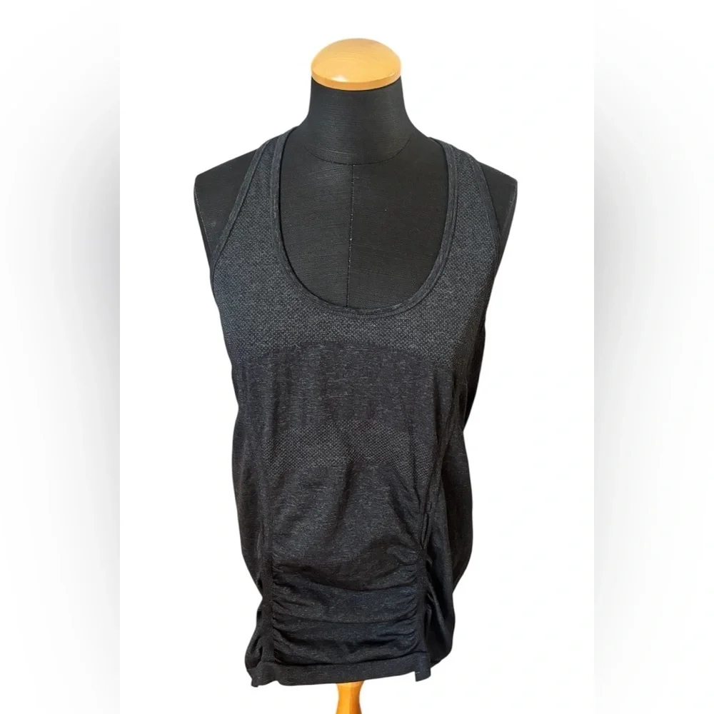 Athleta Fastest Track Seamless Side Ruched Tank Top XL Grey